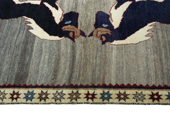 Image 1 of Tapis Gabbeh nomade noué à la main Chevaux - 224 X 140 cm