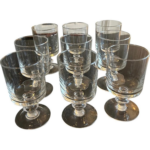 Ensemble de 9 verres à pied vintage, 1950