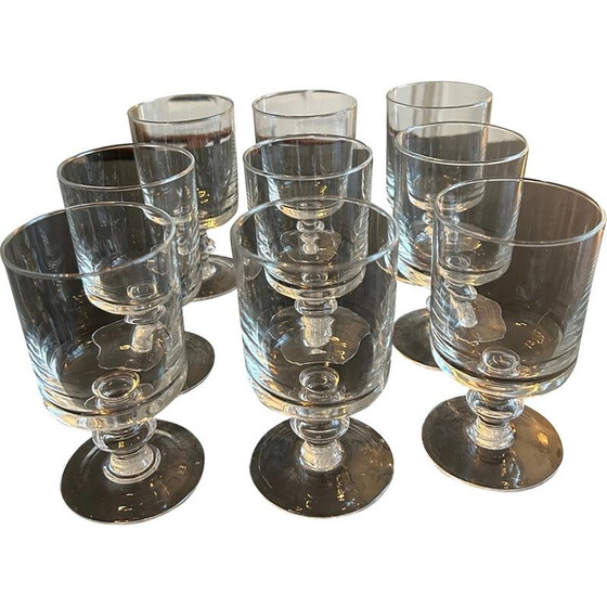 Image 1 of Ensemble de 9 verres à pied vintage, 1950