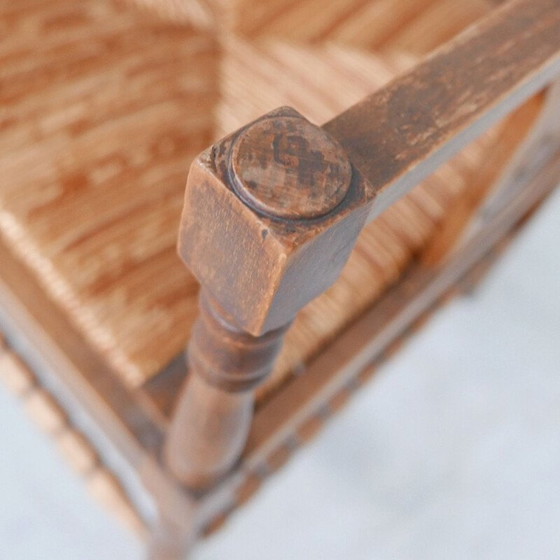 Image 1 of Paire de fauteuils vintage en jonc et bois de chêne, France 1950