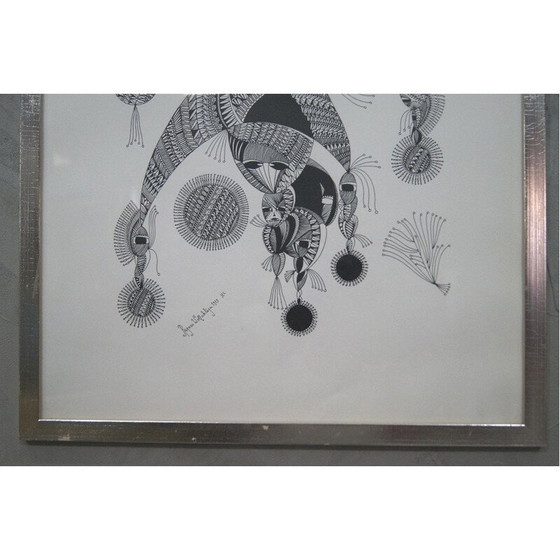 Image 1 of Lithographie vintage surréaliste de Ragnar Wollschläger, 1973