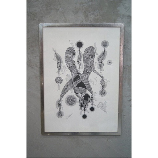 Lithographie vintage surréaliste de Ragnar Wollschläger, 1973