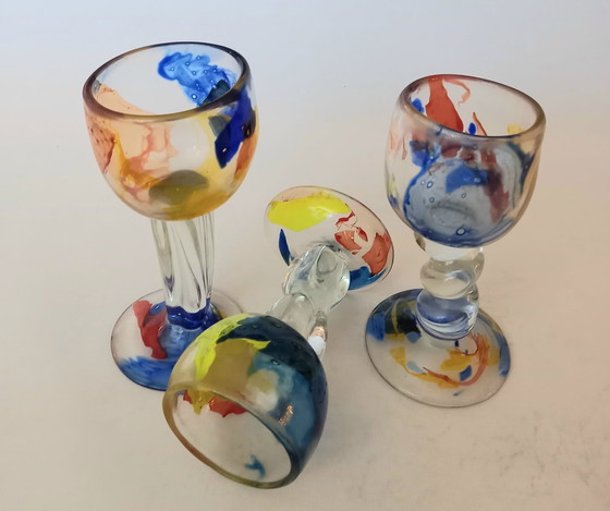 Image 1 of Par l'artiste verrier Bernard Heesen.3 Verres Unica.