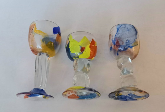 Image 1 of Par l'artiste verrier Bernard Heesen.3 Verres Unica.