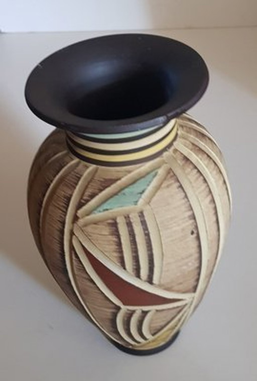 Vase Sgraffito Sawa de Ritz Keramik, années 1960