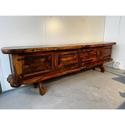 Buffet vintage en bois d'olivier massif pour La Maison Skela, France 1960