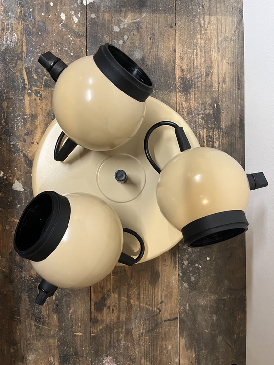 Image 1 of Massive Space Age Ceiling Lamp with Three Spots (lampe de plafond massive de l'ère spatiale avec trois points)