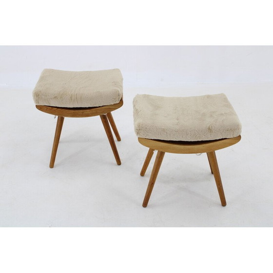 Image 1 of Paire de tabourets en frêne vintage, Tchécoslovaquie 1960