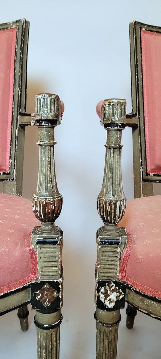 Image 1 of  Paire de fauteuils directoriaux - Patine dans les tons verts