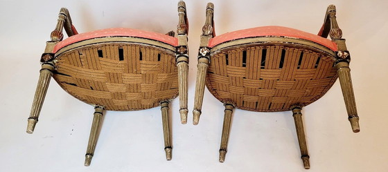 Image 1 of  Paire de fauteuils directoriaux - Patine dans les tons verts