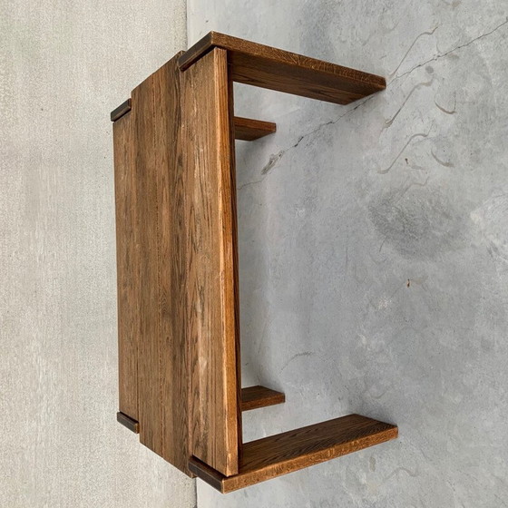Image 1 of Table de salle à manger vintage brutaliste en bois de chêne, Belgique 1970