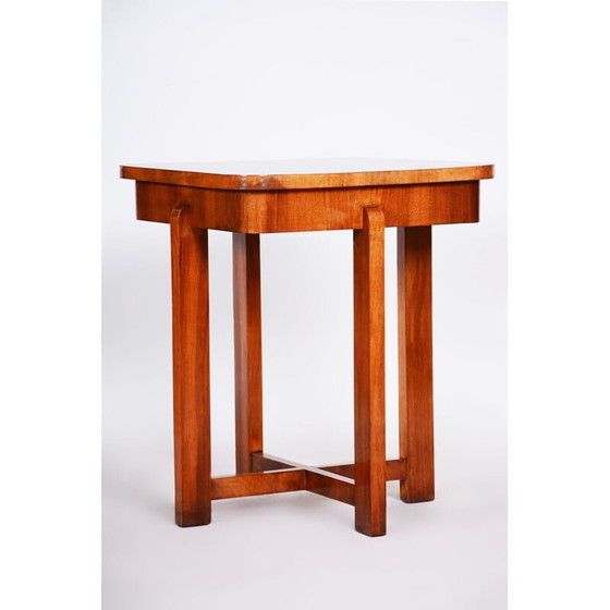 Image 1 of Table d'appoint Art déco vintage en noyer, années 1930