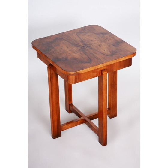 Image 1 of Table d'appoint Art déco vintage en noyer, années 1930