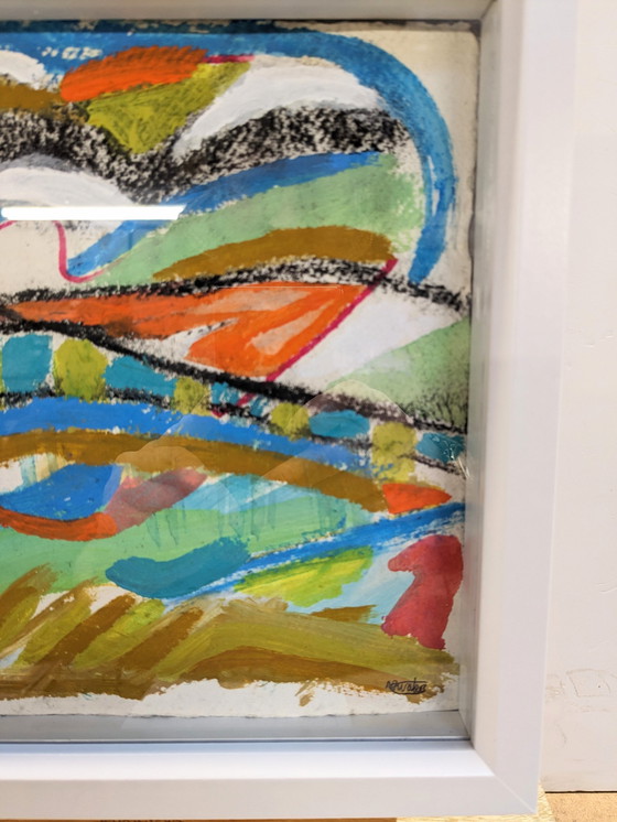 Image 1 of Peinture abstraite de paysage marin East Devon Nigel Waters Original Signé Encadré Art