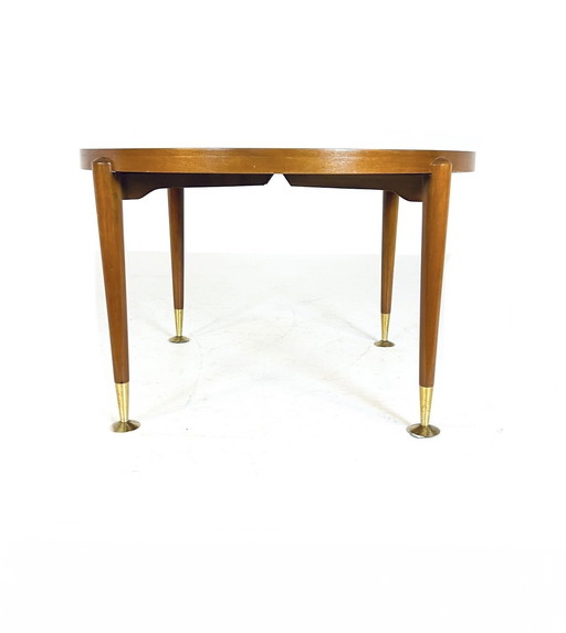 Table basse en teck et laiton '60