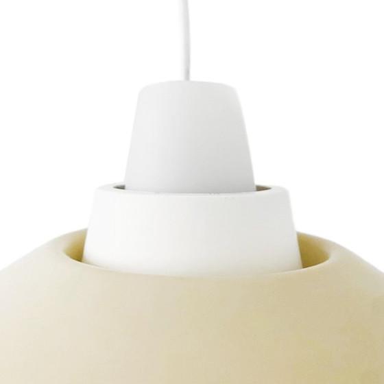 Image 1 of Lampe suspendue vintage 1960s métal opaline Louis Kalff style retro