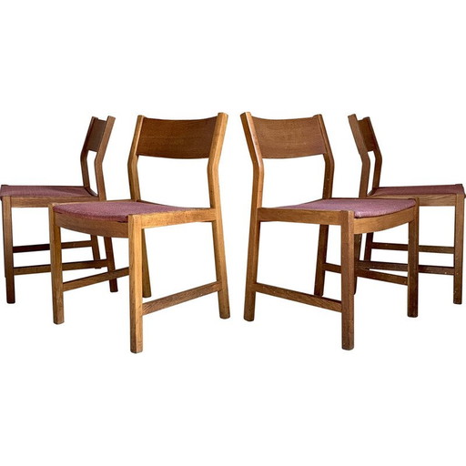 Ensemble de 4 chaises vintage en chêne massif huilé par Borge Mogenson pour Søborg Møbelfabrik, Danemark