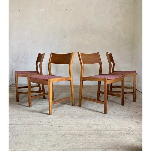 Ensemble de 4 chaises vintage en chêne massif huilé par Borge Mogenson pour Søborg Møbelfabrik, Danemark