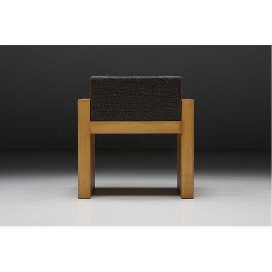 Image 1 of Chaise longue vintage en bois massif et tissu gris foncé, années 1980