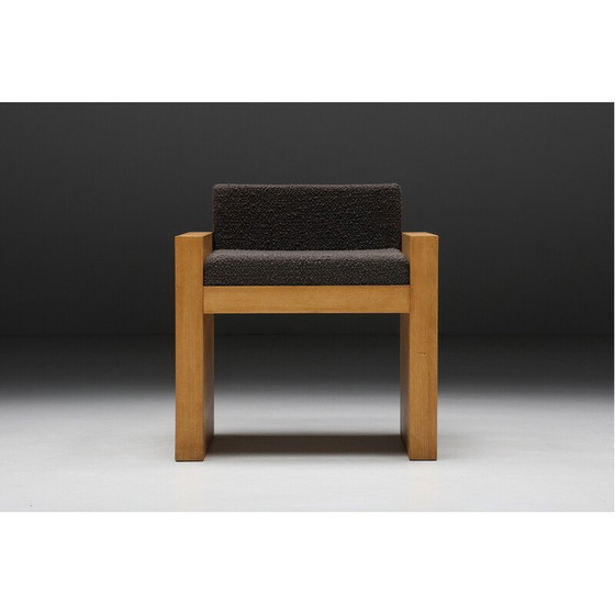 Image 1 of Chaise longue vintage en bois massif et tissu gris foncé, années 1980