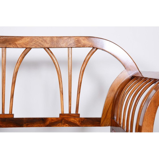 Image 1 of Canapé Biedermeier vintage en noyer et rotin avec tapisserie, Autriche 1820s