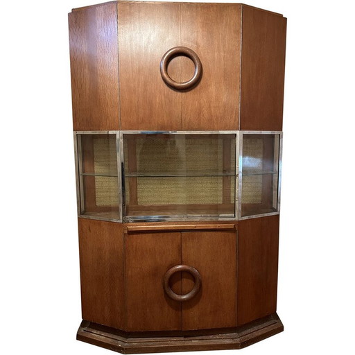 Vitrine Vintage Art Déco avec placard au-dessus et au-dessous