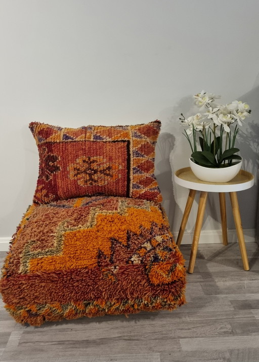 Pouf berbère vintage en laine véritable du Maroc