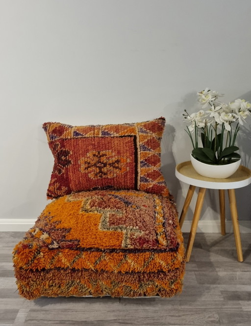 Pouf berbère vintage en laine véritable du Maroc