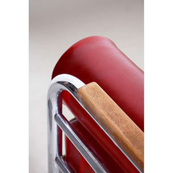 Image 1 of Canapé Bauhaus vintage en cuir rouge de Thonet, années 1930