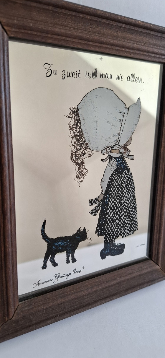 Image 1 of Petit miroir vintage avec cadre en bois