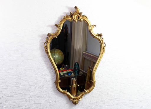 Miroir Style Louis Xv Résine Et Feuille D'Or 1970