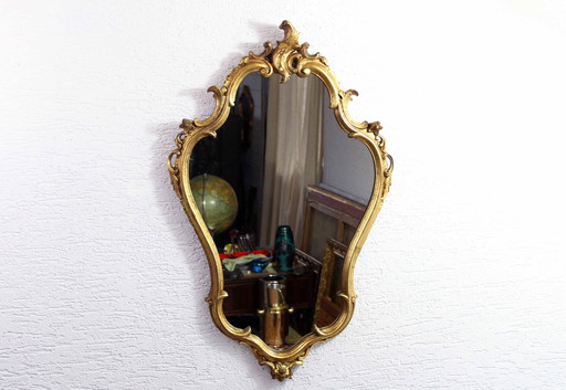 Miroir Style Louis Xv Résine Et Feuille D'Or 1970