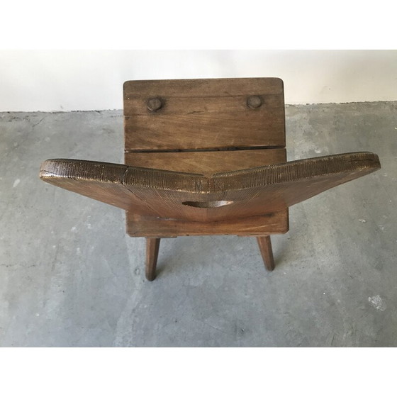 Image 1 of Ensemble de 6 chaises vintage en bois massif, 1950