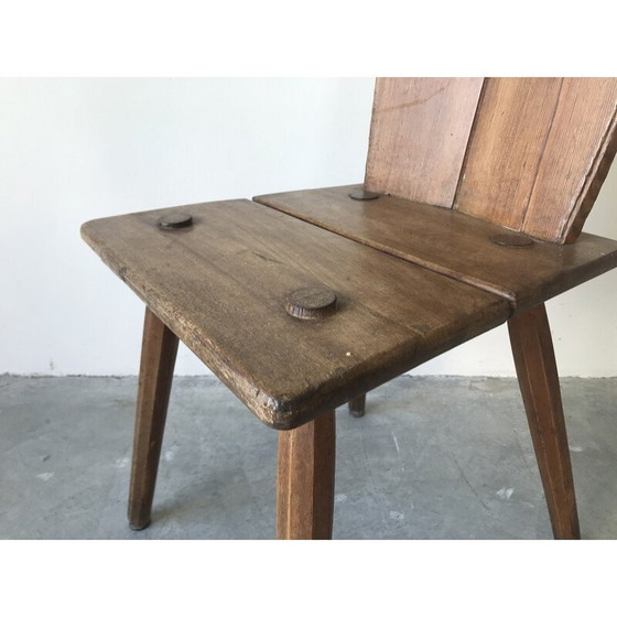 Image 1 of Ensemble de 6 chaises vintage en bois massif, 1950