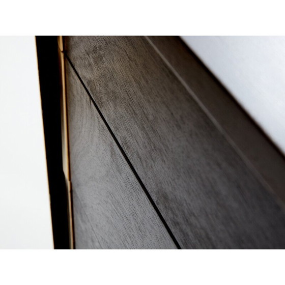 Image 1 of Paire de tables de chevet vintage en chêne teinté noir et laiton, 1970