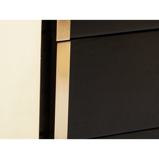 Image 1 of Paire de tables de chevet vintage en chêne teinté noir et laiton, 1970