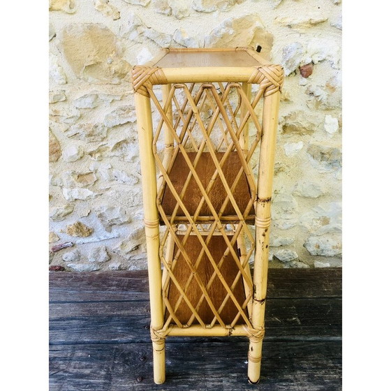 Image 1 of Etagère de bibliothèque vintage en bois blond et bambou à 3 niveaux, 1970