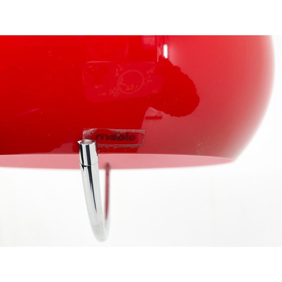 Image 1 of Lampe suspendue rouge avec chrome du milieu du siècle par Harvey Guzzini pour Meblo, Italie 1960