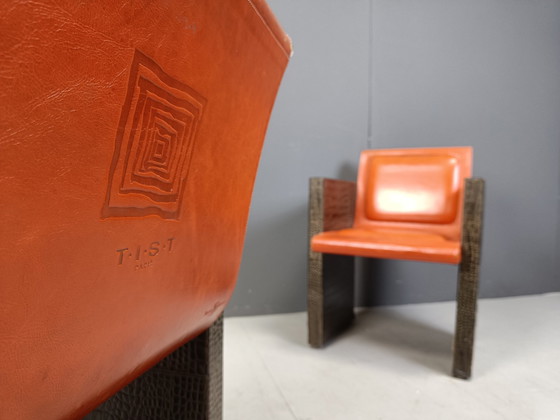 Image 1 of Fauteuils français vintage en cuir de la Maison Vandamme, 1970S