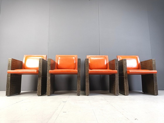 Image 1 of Fauteuils français vintage en cuir de la Maison Vandamme, 1970S