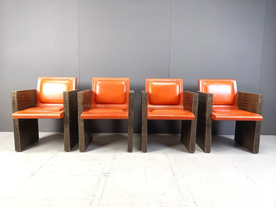 Image 1 of Fauteuils français vintage en cuir de la Maison Vandamme, 1970S