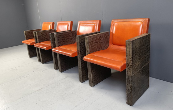 Image 1 of Fauteuils français vintage en cuir de la Maison Vandamme, 1970S