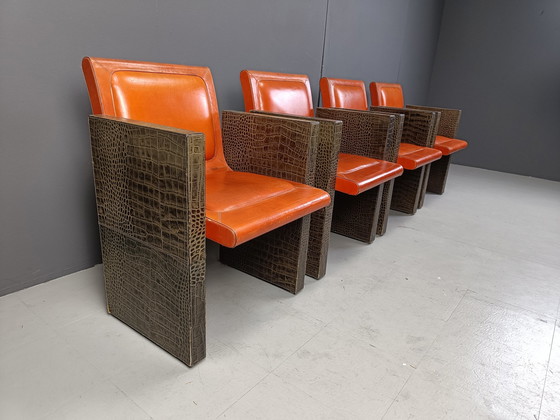 Image 1 of Fauteuils français vintage en cuir de la Maison Vandamme, 1970S