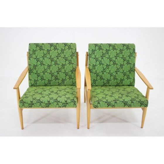 Image 1 of Paire de fauteuils vintage en bois de hêtre avec rembourrage par Ton ,Tchécoslovaquie 1960s