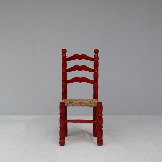 Image 1 of Ensemble de chaises italiennes rouges en jonc