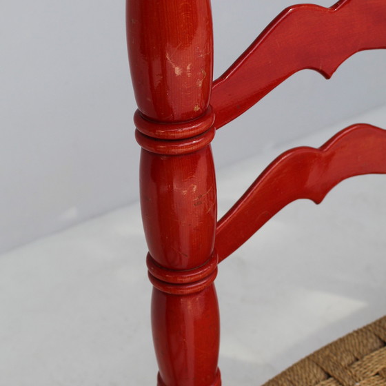 Image 1 of Ensemble de chaises italiennes rouges en jonc