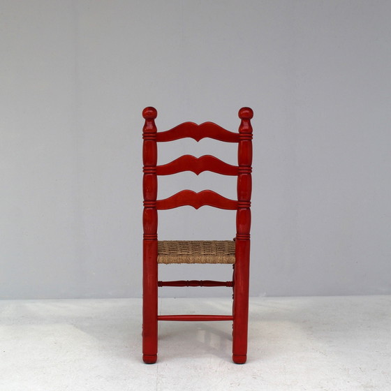 Image 1 of Ensemble de chaises italiennes rouges en jonc