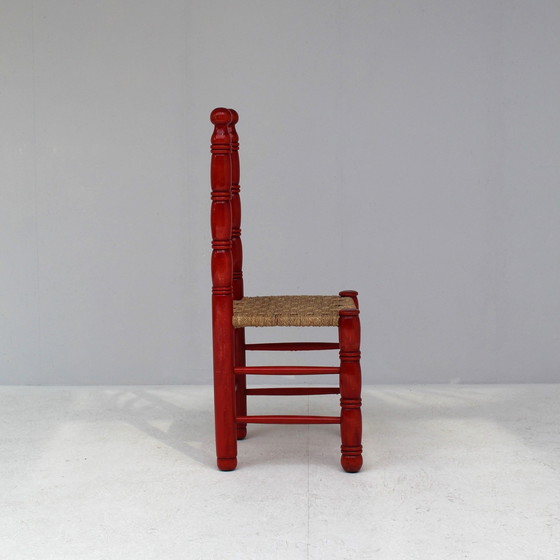 Image 1 of Ensemble de chaises italiennes rouges en jonc