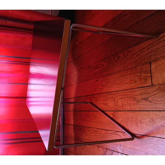 Image 1 of Table vintage en formica noir et métal par Pierre Guariche pour Steiner, 1950