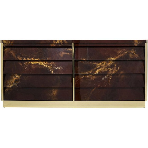 Image 1 of Buffet vintage en laque et laiton de Jansen, 1970